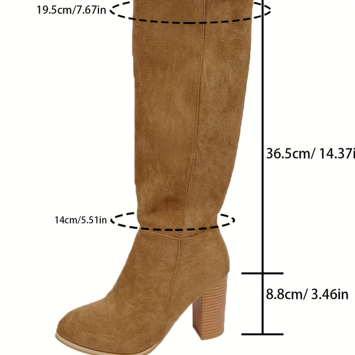 Aurora | Pointed Toe Stacked Heel Knee High Boots