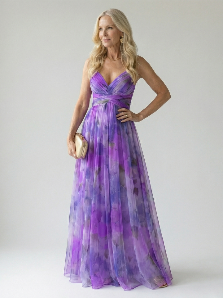 Watercolor Wrap Maxi Dress