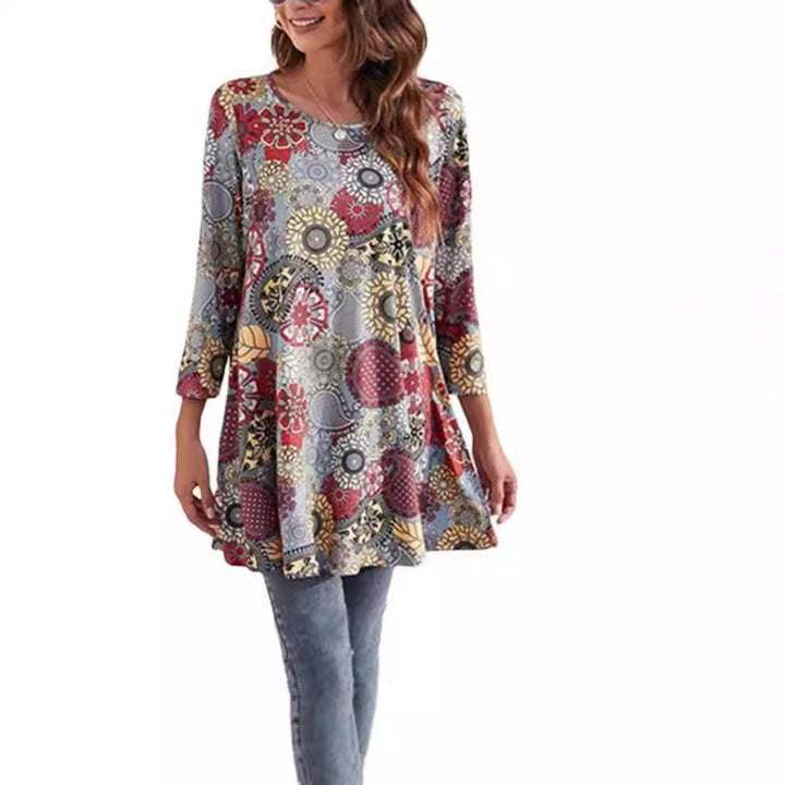 Victoria | Vibrant Geometric Mandala Print A-Line Tunic Top