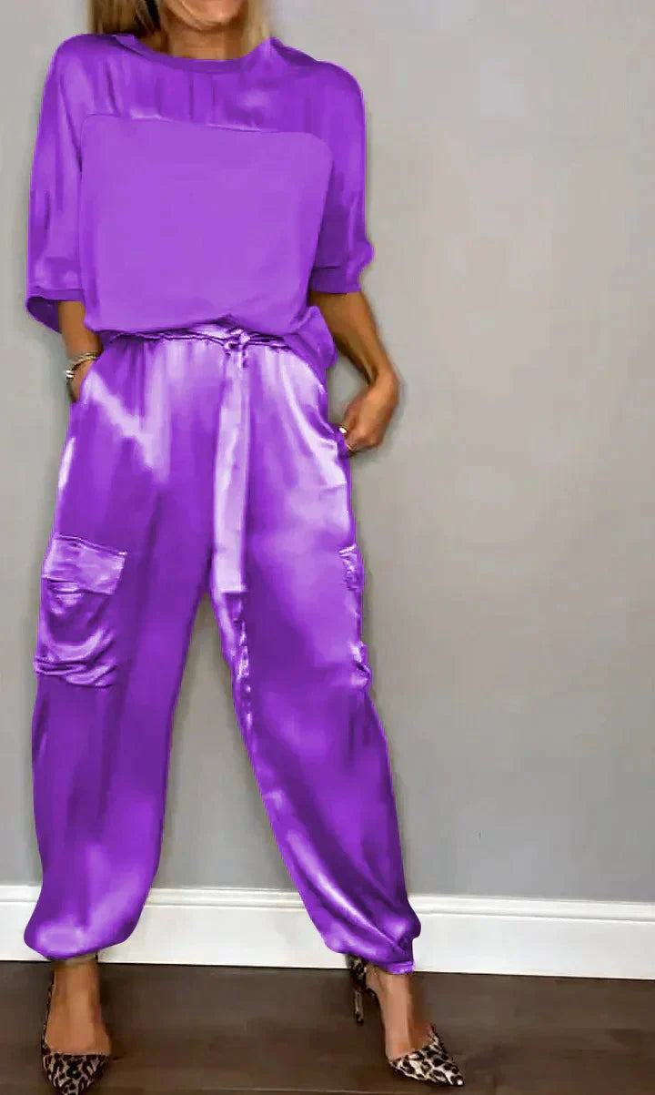 Victoria | Luxurious And Glamorous Satin Two Piece Set