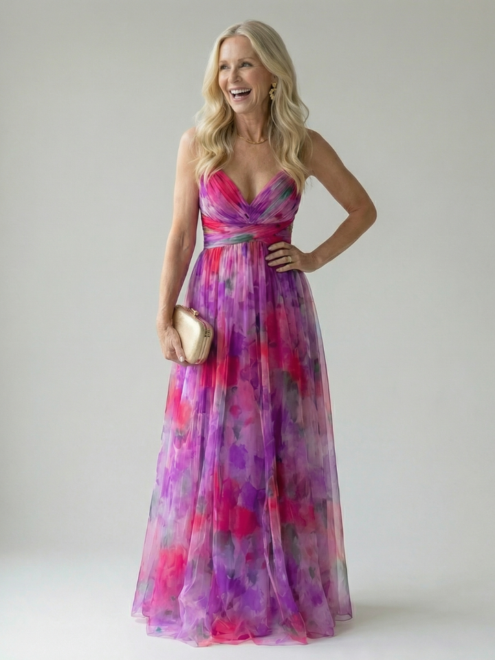 Watercolor Wrap Maxi Dress