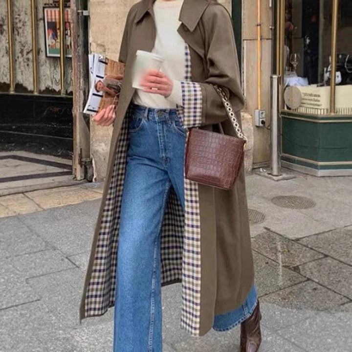 Sophie | Long Checked Oversized Trench Coat