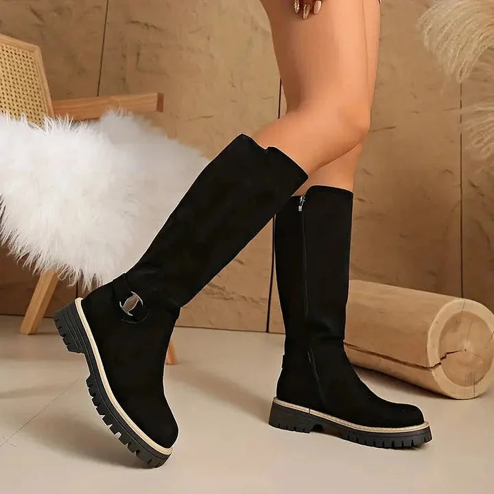 Lucy | Sophisticated Buckle Detail Knee High Boots