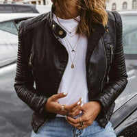 Charlotte | Refined And Edgy Quilted Sleeve Faux Leather Jacket