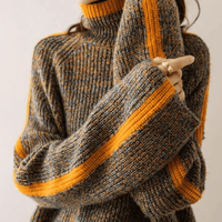 Mirella | Luxurious Patchwork Cashmere Turtleneck Sweater