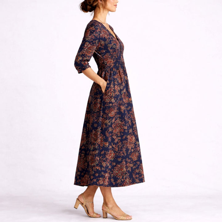 Lily | Hochwertiges florales Midikleid für eine Herbsthochzeit