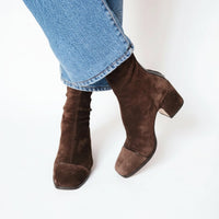 Elodie | Modern Square-Toe Suede Ankle Boots with a Chic Block Heel