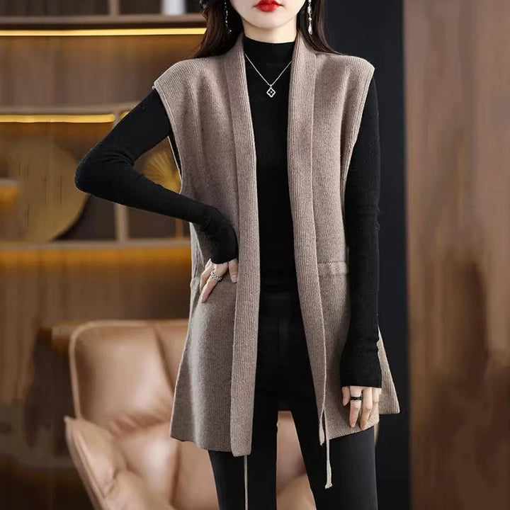 Genevieve | Elegant Belted Merino Wool Layering Vest