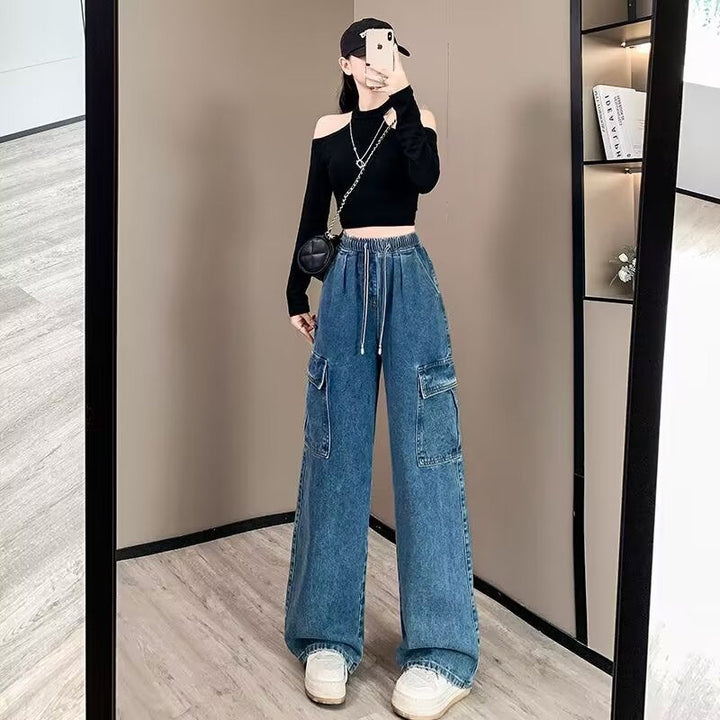 Stella | Stylish Durable Denim Cargo Pants with Elastic Waistband