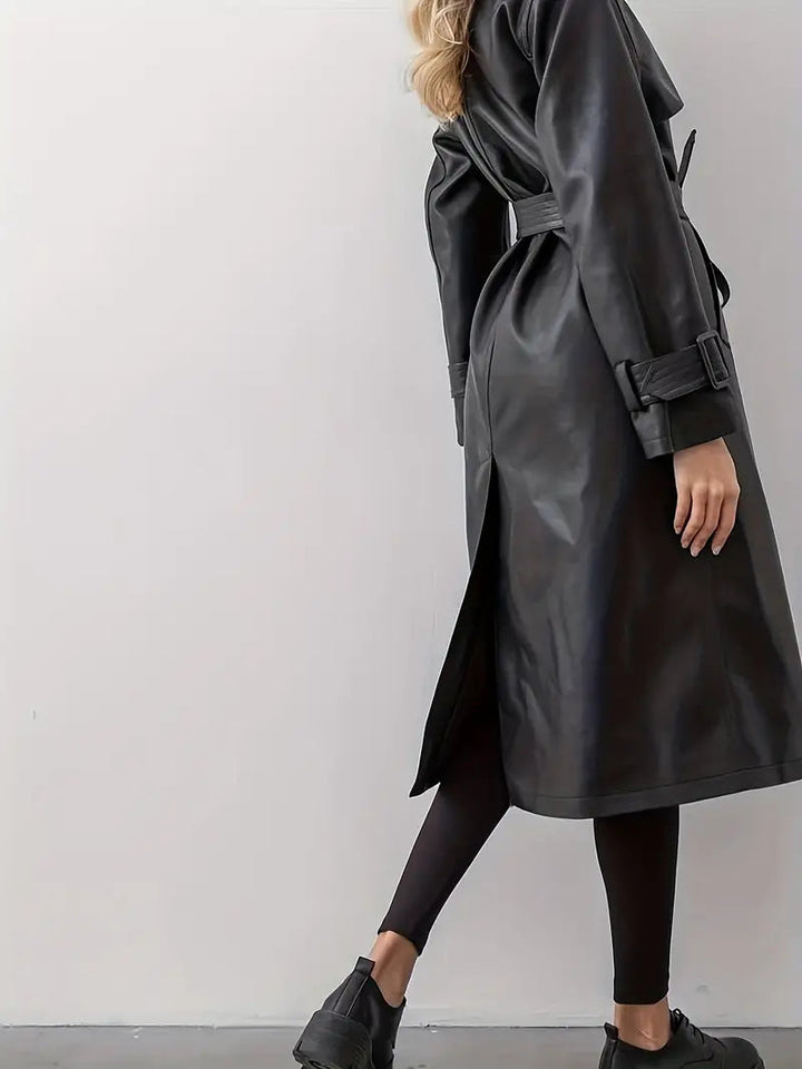 Sophia | Chic And Modern Faux Leather Trench Coat