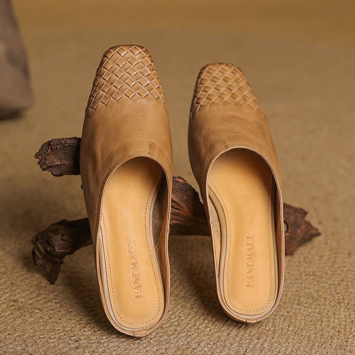 Nora | Elegant And Woven Leather Mules