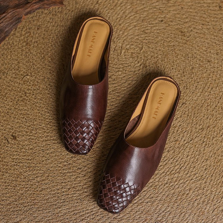 Nora | Elegant And Woven Leather Mules