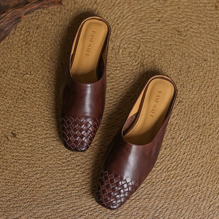 Nora | Elegant And Woven Leather Mules