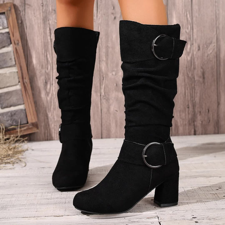 Amelia | Relaxed Slouchy Knee High Boots with Double Buckles