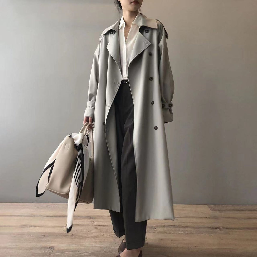 Amelie | Elegant Water-Repellent Long Trench Coat
