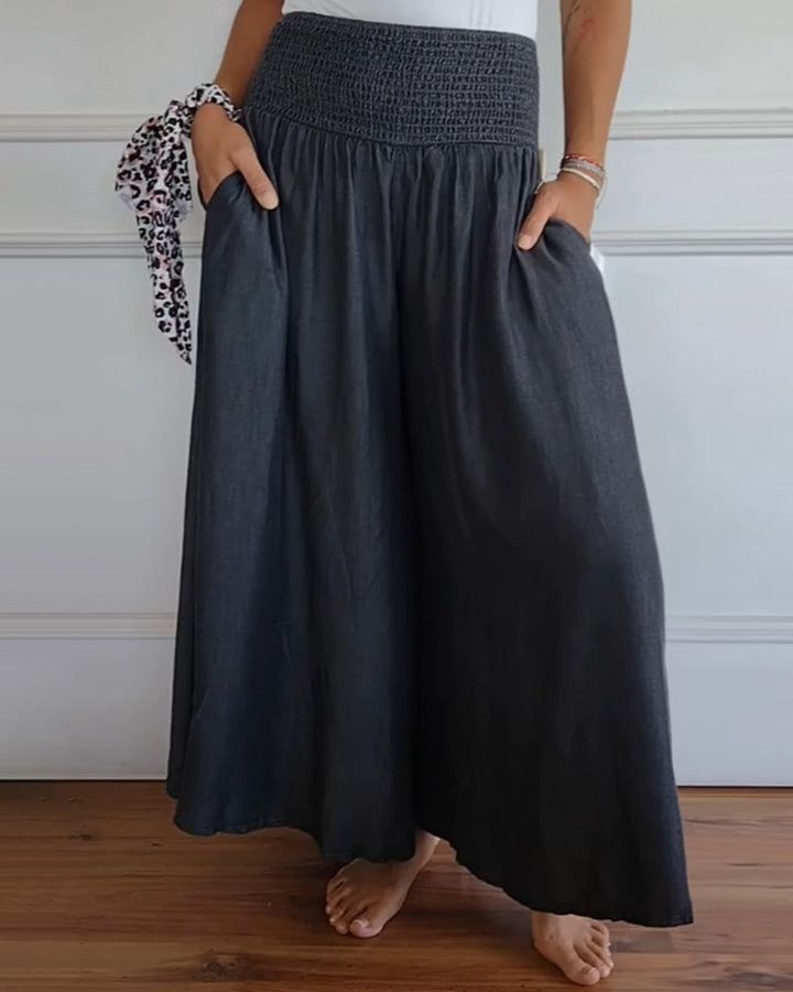 Amelia | Classic And Breathable Pure Cotton Wide Leg Pants
