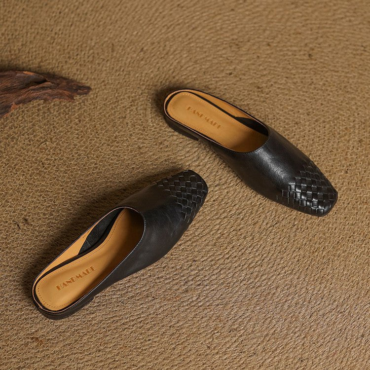 Nora | Elegant And Woven Leather Mules