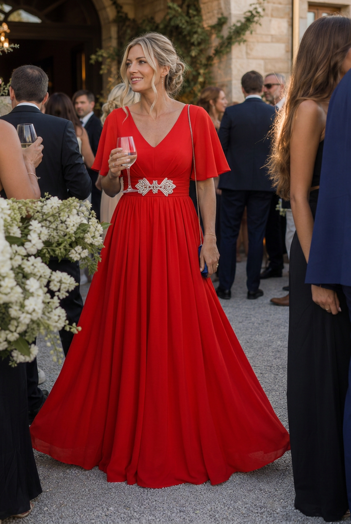 Orelia | Maxi Dress – Embellished V Neck Style for Women