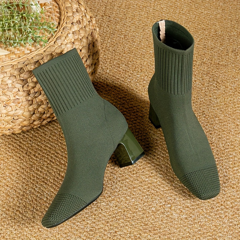 Josephine | Bottines chics et contemporaines à talon carré en maille