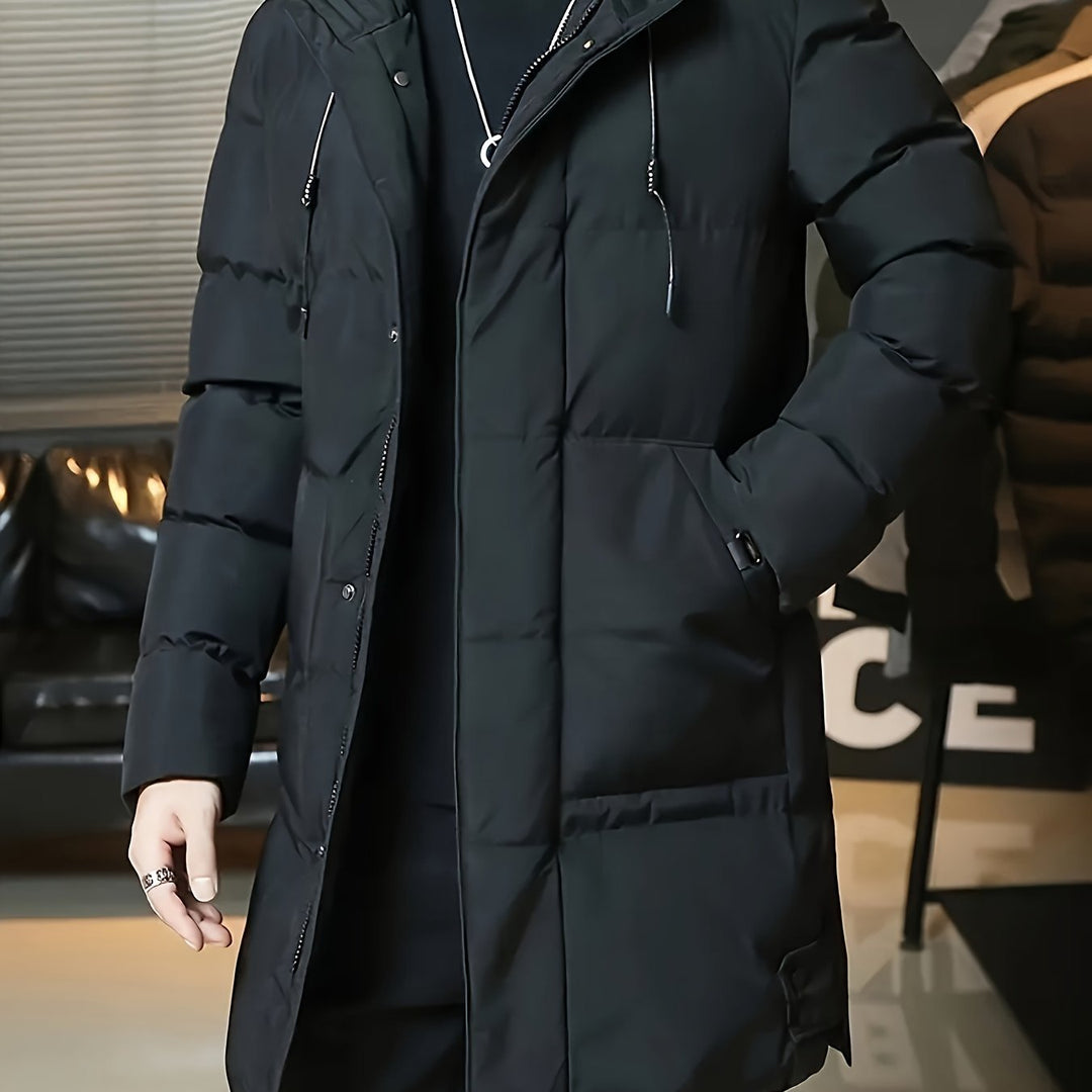 Donovan | Longline Puffer Coat – Stylish Hooded Design for Men