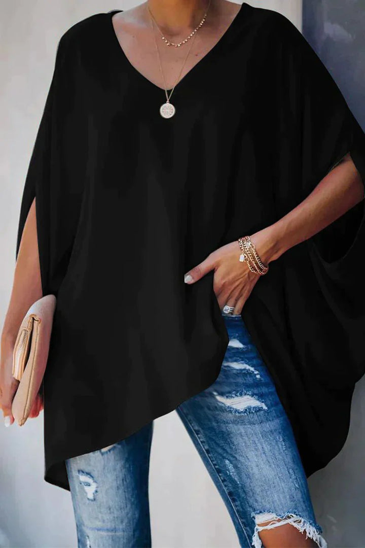 Isabella | Chic Batwing Oversized V-Neck Tunic Top