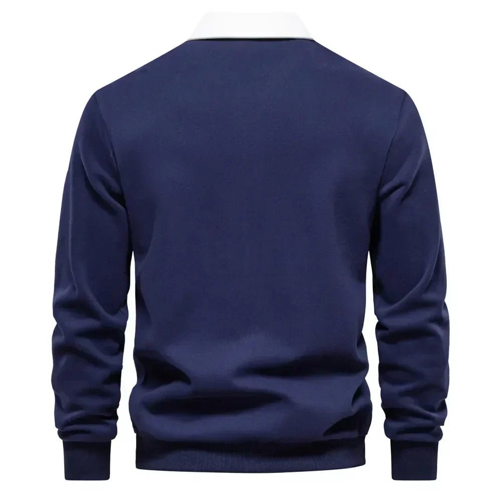 Ethan | Refined And Modern Contrast Collar Knit Polo Sweater