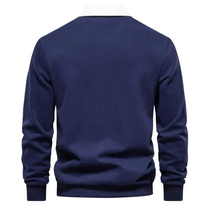 Ethan | Refined And Modern Contrast Collar Knit Polo Sweater