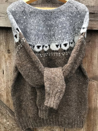Elizabeth | Cozy Sheep Jacquard Chunky Knitted Sweater For Woman