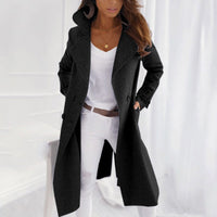 Elowen | Tailored Wool-Blend Coat with Fold-Over Collar