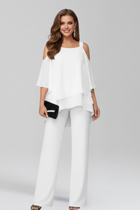 Celine | Graceful And Contemporary Cold-Shoulder Wide-Leg Jumpsuit