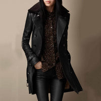 Florence | Luxurious Shearling Collar Leather Jacket for Winter Elegance
