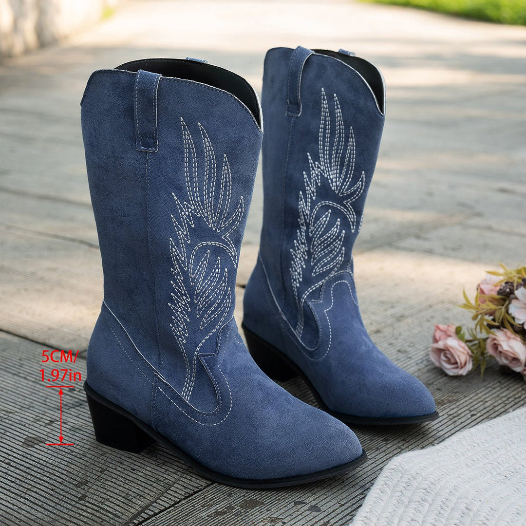 Elena | Stylish And Pointed-Toe Suede Cowboy Boots