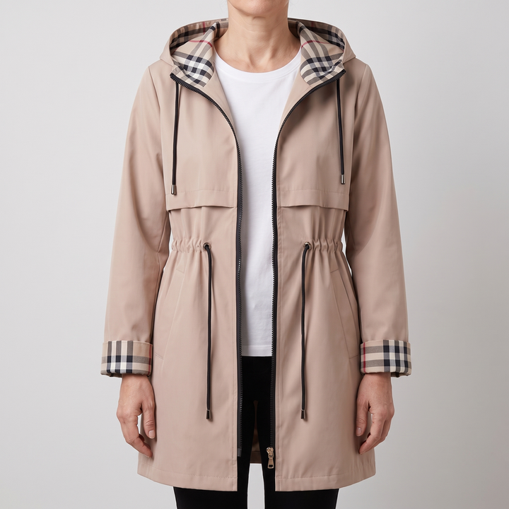 Isobel | Rainproof Hooded Coat – Stylish Longline Design for Women