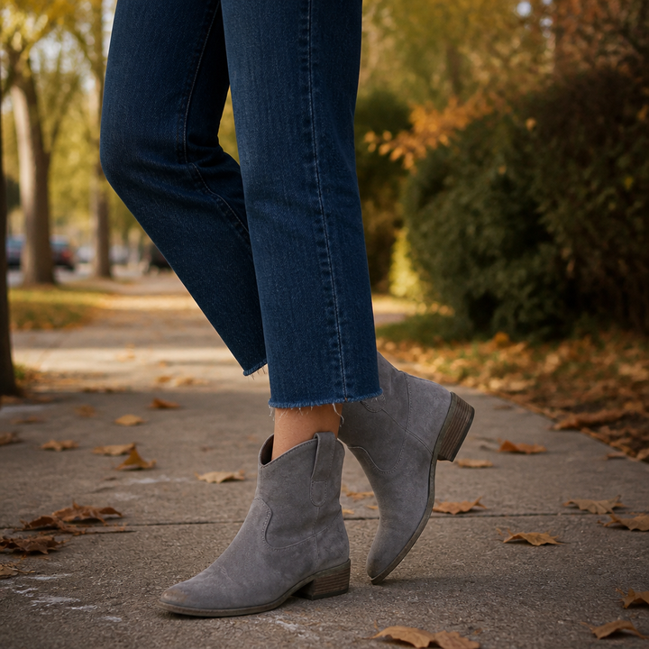 Charwell | Western Ankle Boots – Suede-Look Style for Women