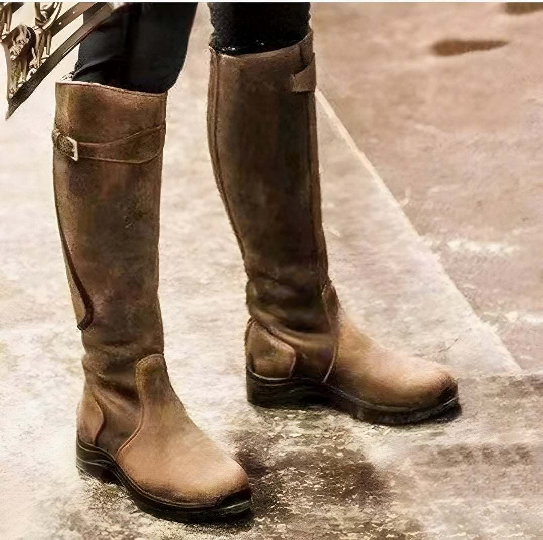 Janie | Bottes hauteur genou en cuir imperméable pour un confort en plein air