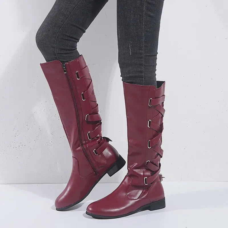 Evelyn | Elegant Buckle Riding Knee High Boots