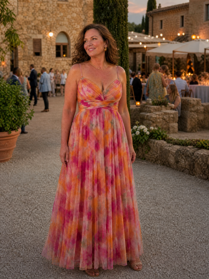 Watercolor Wrap Maxi Dress
