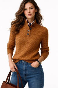 Nora | Textured Cable Knit Wool-Blend Turtleneck Sweater