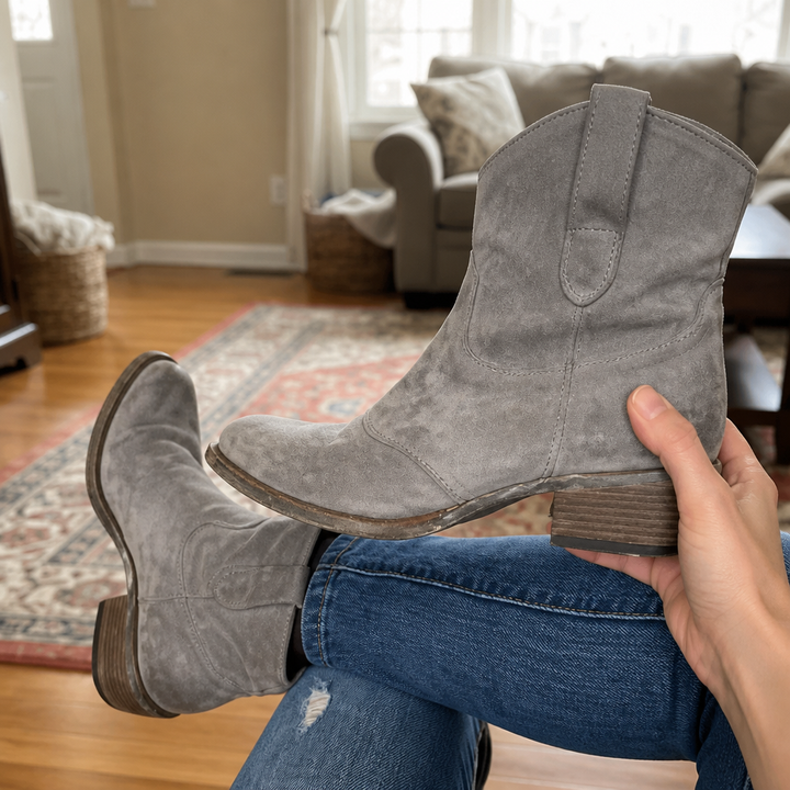 Charwell | Western Ankle Boots – Suede-Look Style for Women