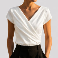 Julia | Modern And Flattering Wrap-Front V-Neck Blouse