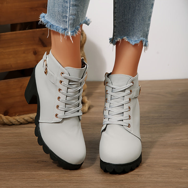 Lydia | Bottines élégantes et soignées à lacets avec talon carré
