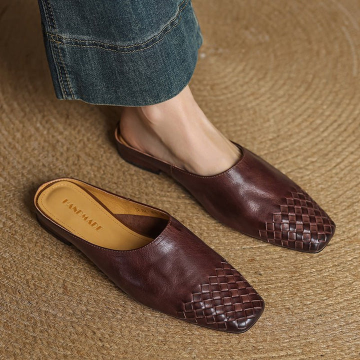 Nora | Elegant And Woven Leather Mules