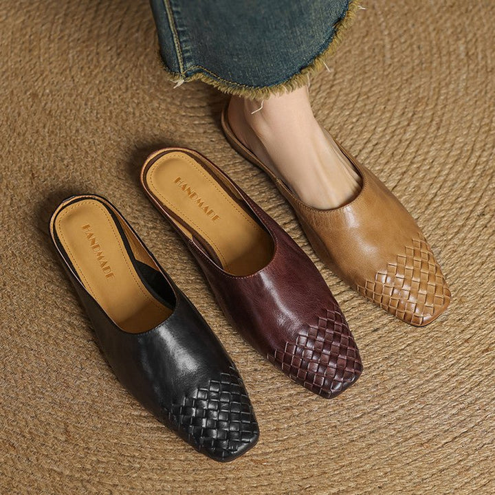 Nora | Elegant And Woven Leather Mules