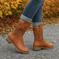 Emma | Comfortable and Adjustable Mid-Calf Combat Boots