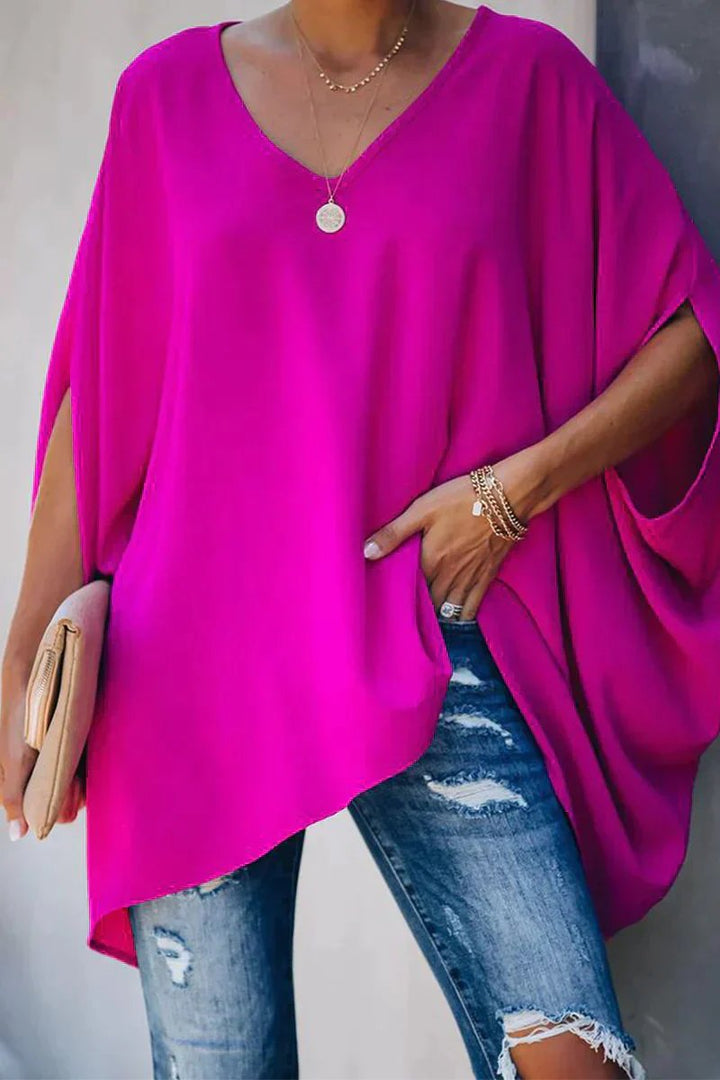 Isabella | Chic Batwing Oversized V-Neck Tunic Top