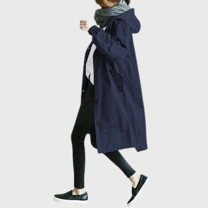 Ava | Stylish Long Water-Resistant Hooded Trench Coat