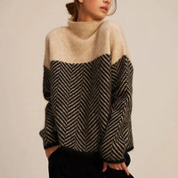 Seraphina | Elegant And Cozy Chevron Turtleneck Sweater