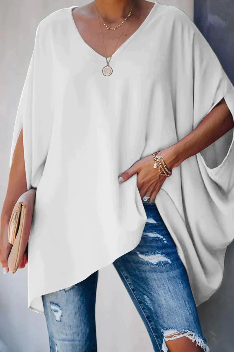 Isabella | Chic Batwing Oversized V-Neck Tunic Top