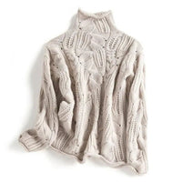 Eva | Textured Openwork Cable Knit Turtleneck Sweater
