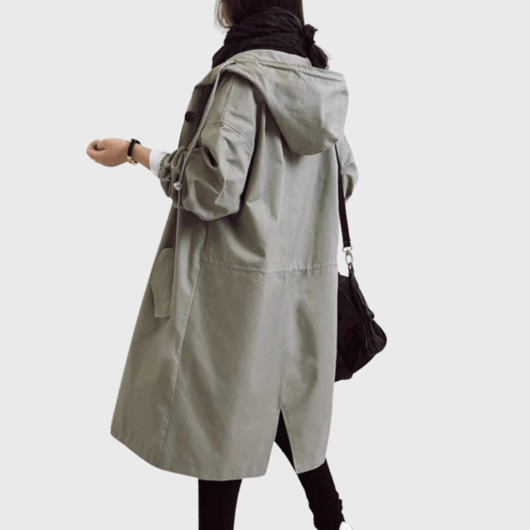 Ava | Stylish Long Water-Resistant Hooded Trench Coat